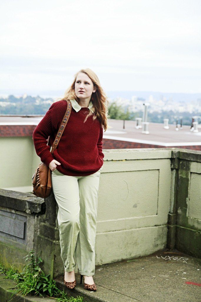 Red sweater and green jumpsuit - Whimsy Soul