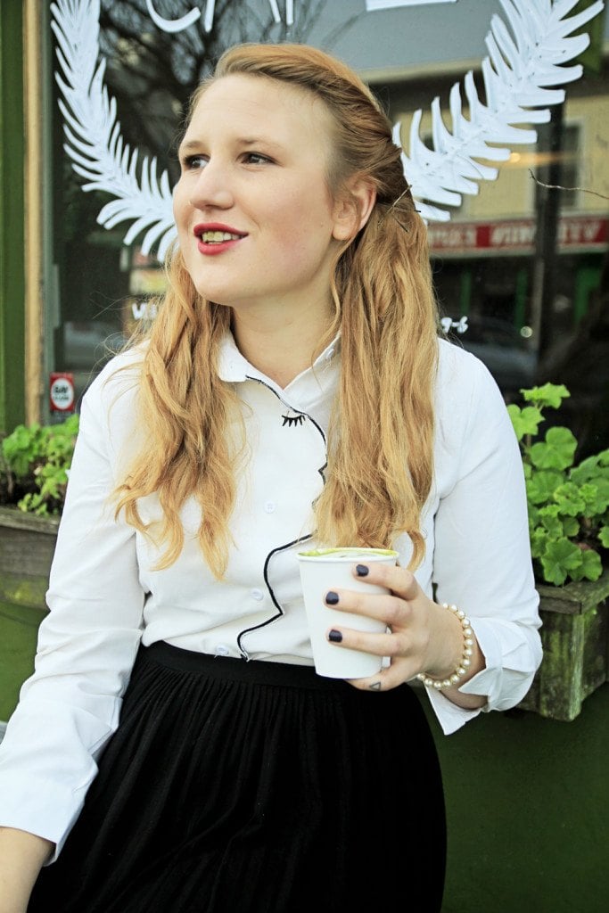 Green Tea Latte + Romwe Blouse