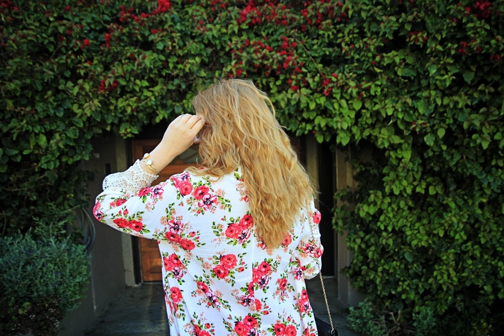Floral Kimono and Red Swing Top - Whimsy Soul