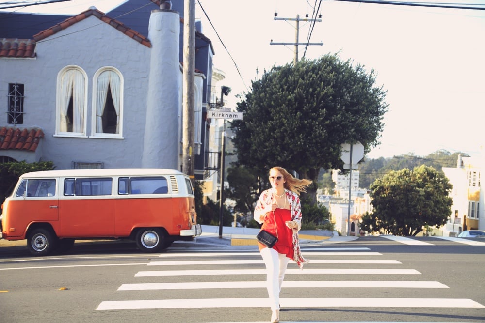 Floral Kimono and Red Swing Top - Whimsy Soul