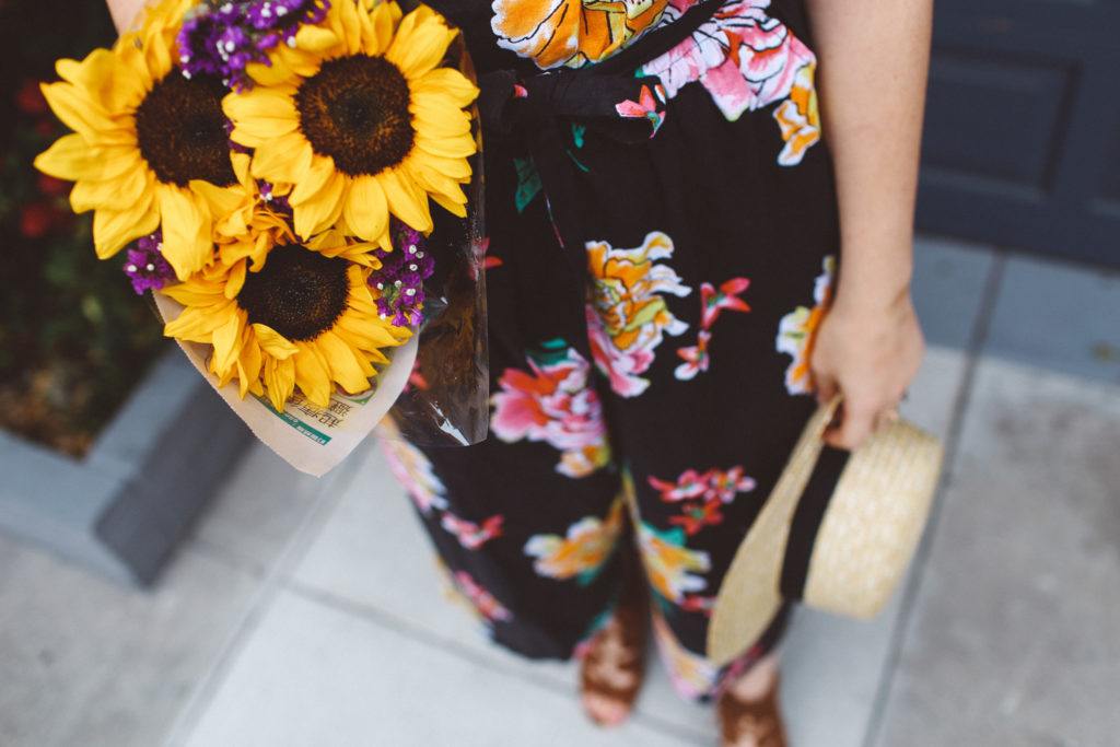 floral old navy jumpsuit, boat hat