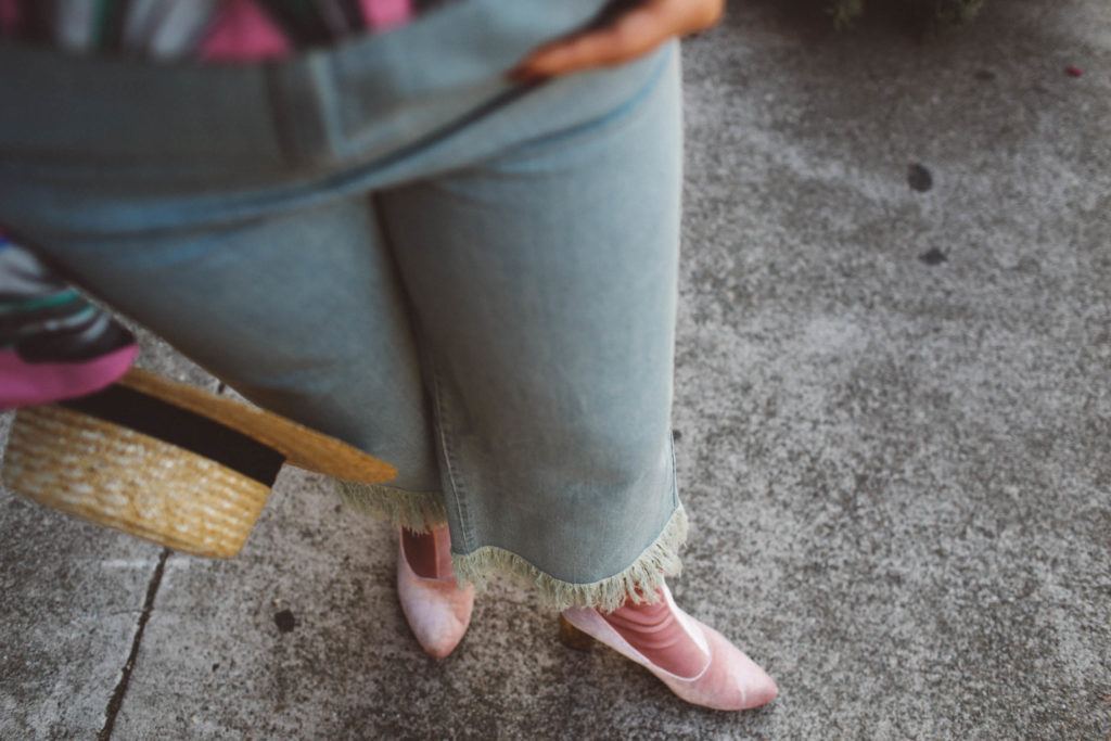 ASOS fringe jeans, bell sleeve top, lombard street