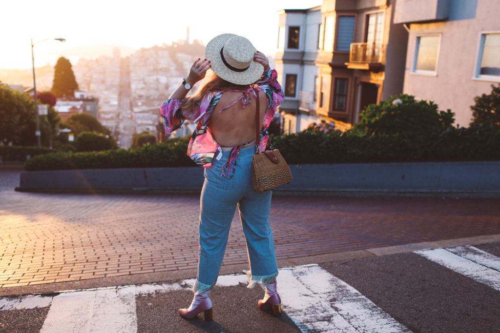ASOS fringe jeans, bell sleeve top, lombard street