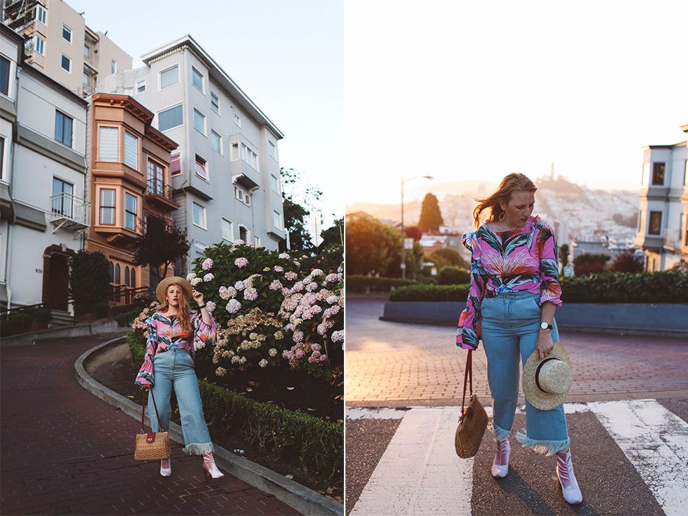 ASOS fringe jeans, bell sleeve top, lombard street