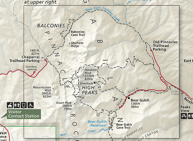 pinnacles national park map