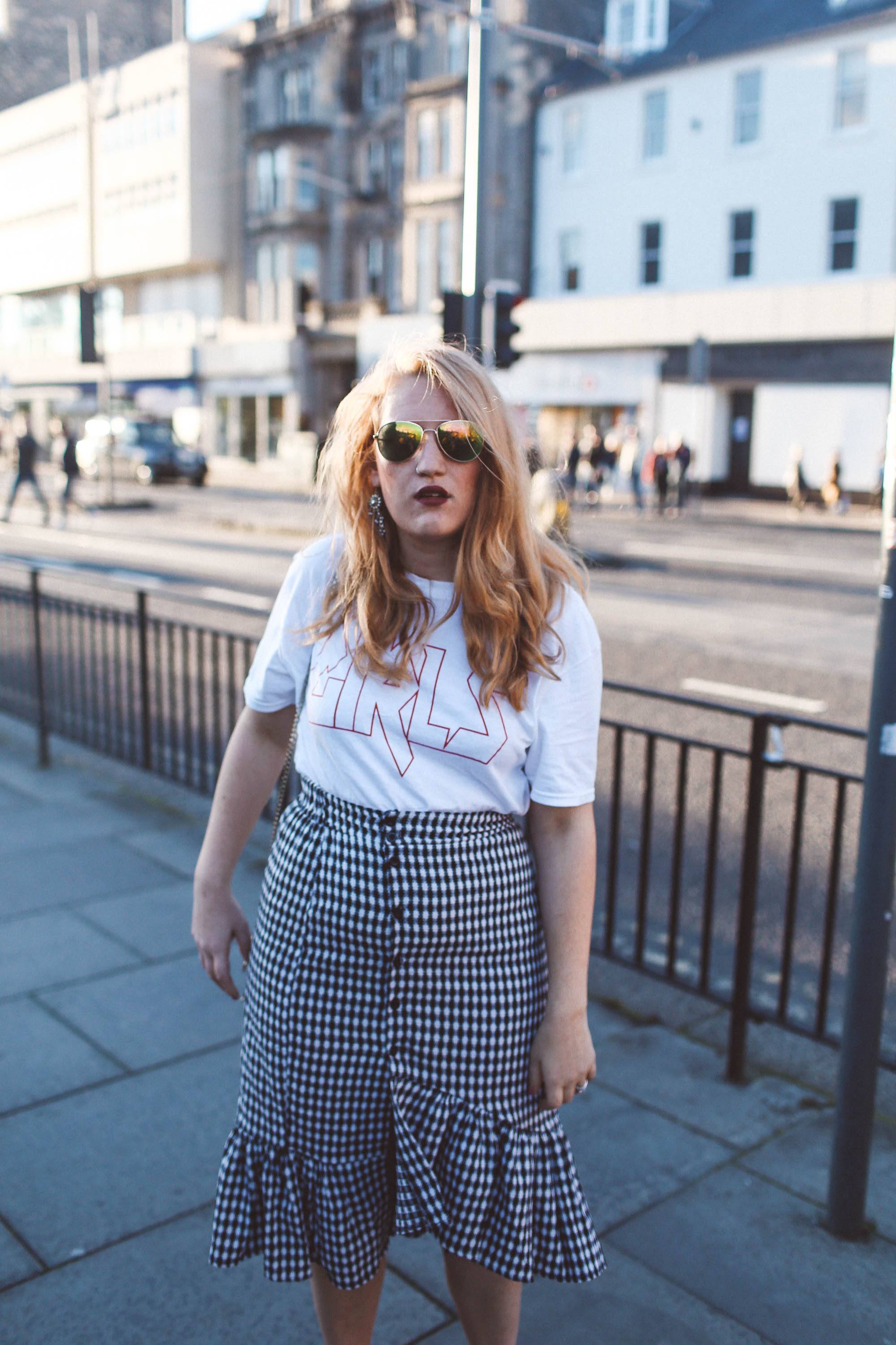 girls tee gingham skirt
