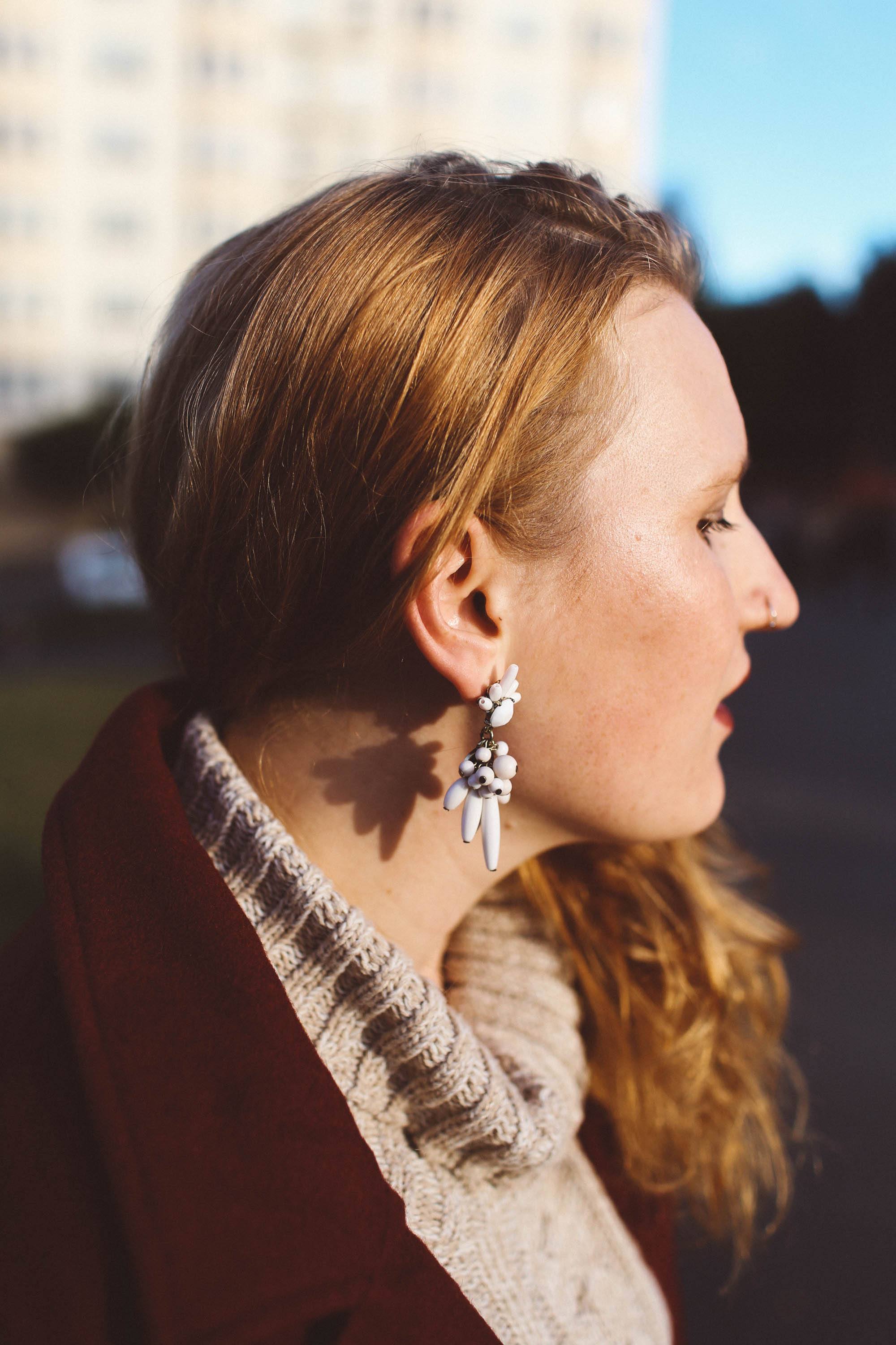 white statement earring