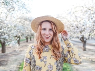 flowers almond blossoms california yellow dress