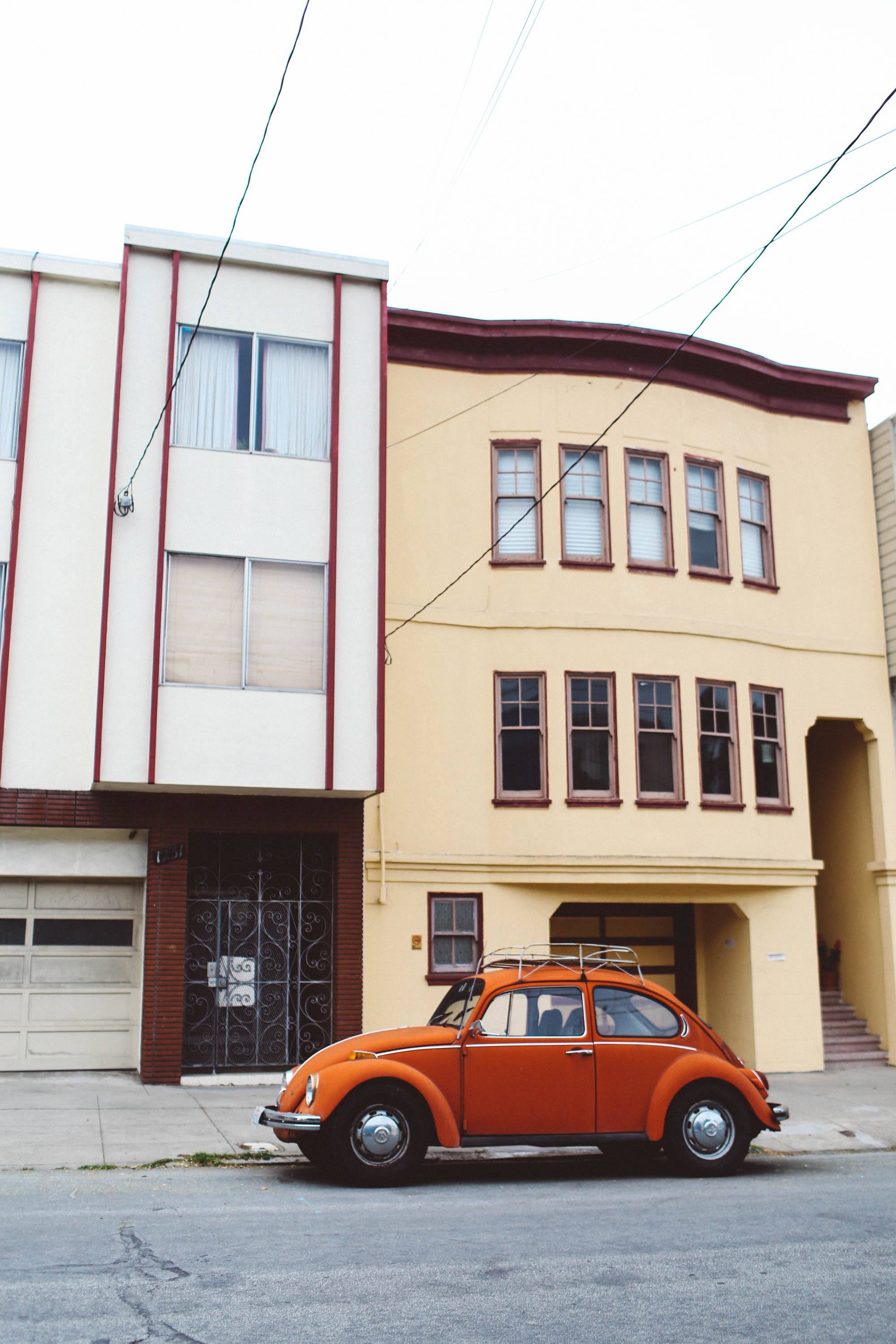 vw bug orange san francisco
