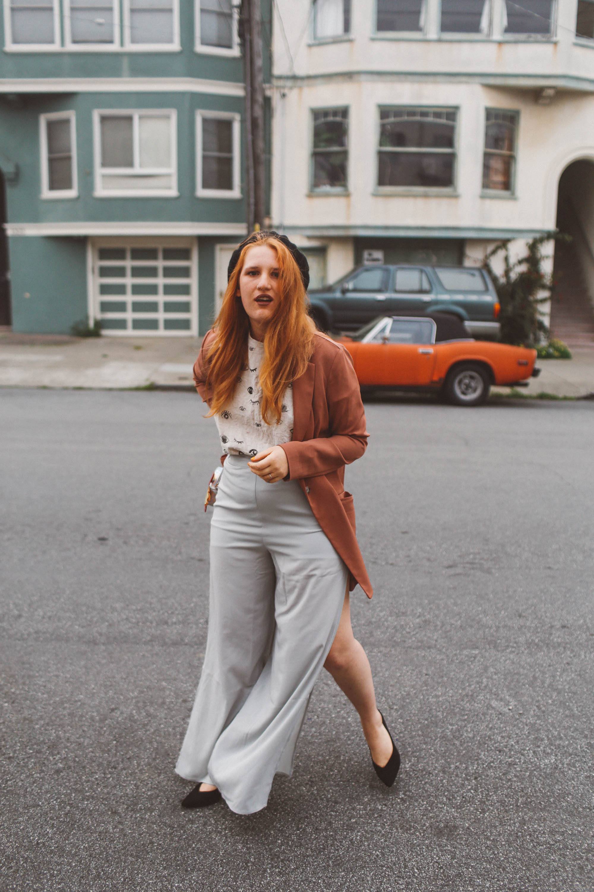 Wide Leg Pants With Side Slits