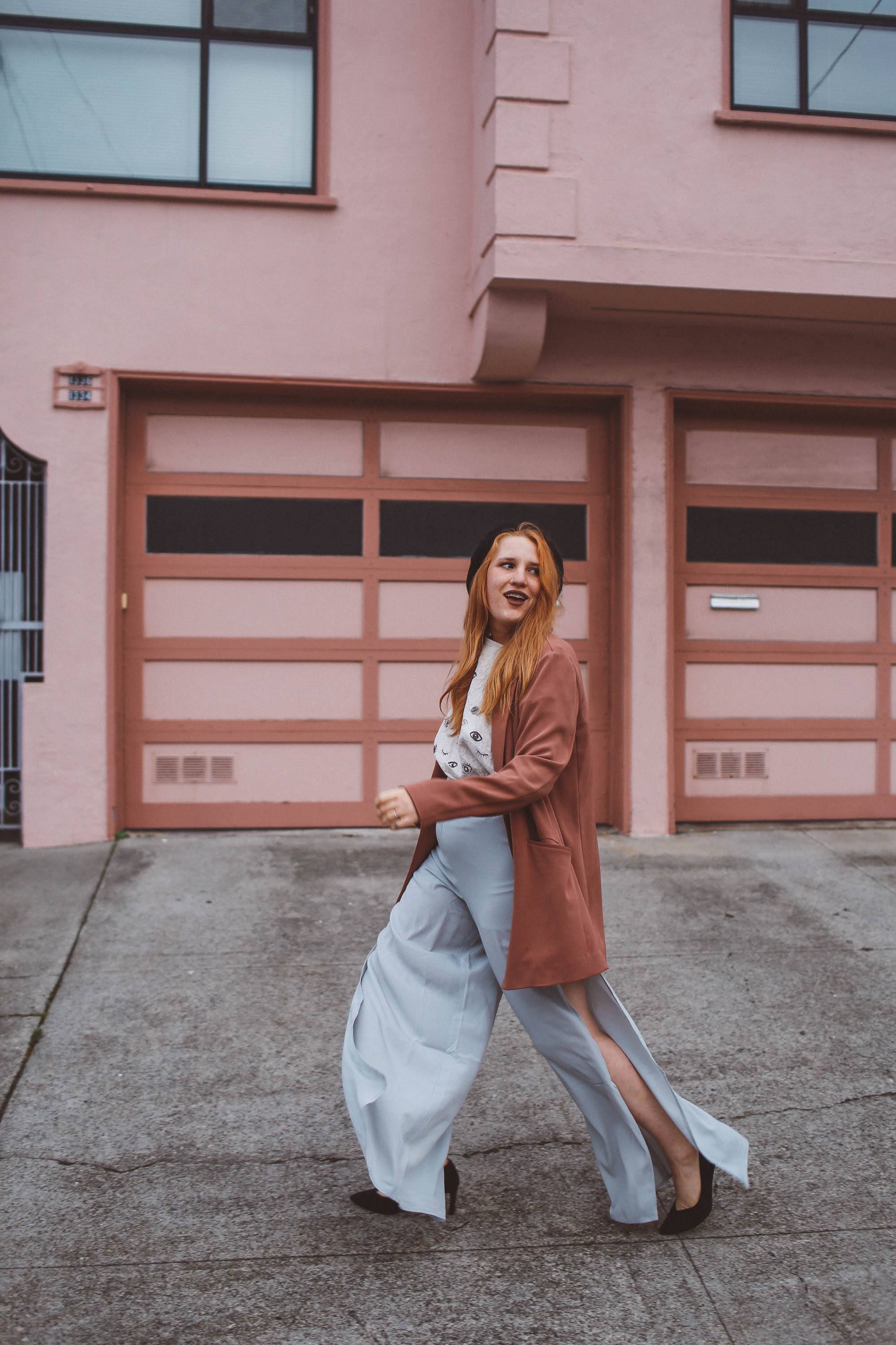 Wide Leg Pants With Side Slits