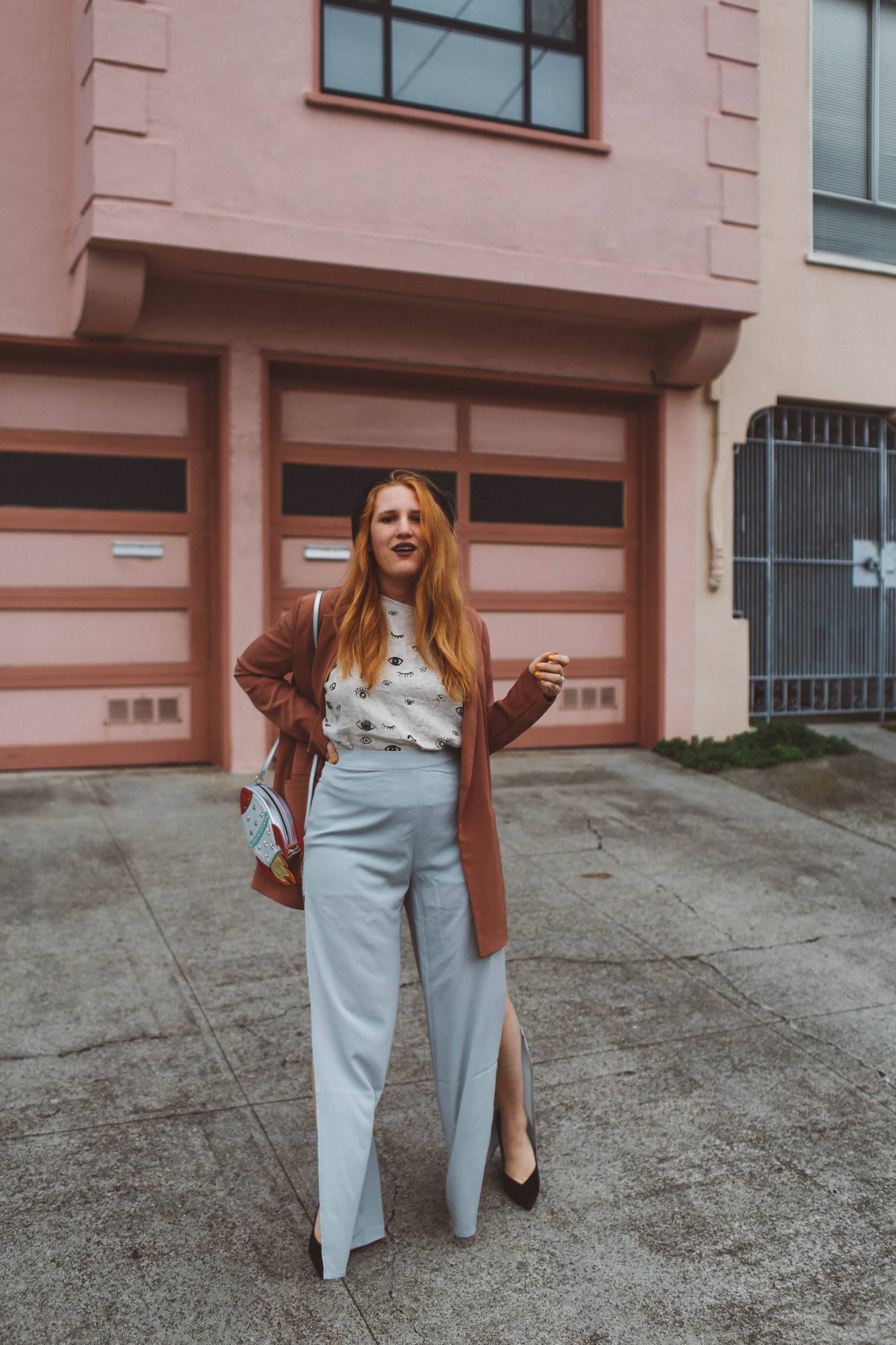 Wide Leg Pants With Side Slits