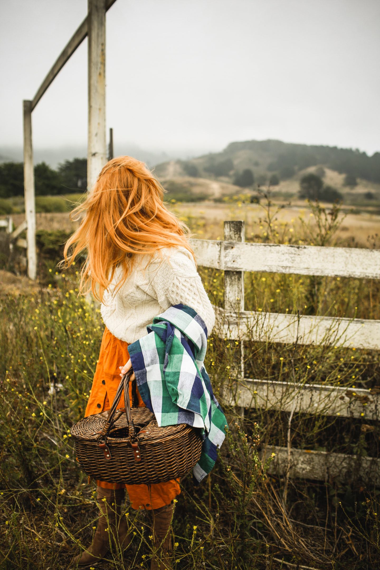 Woman holding a picnic basket