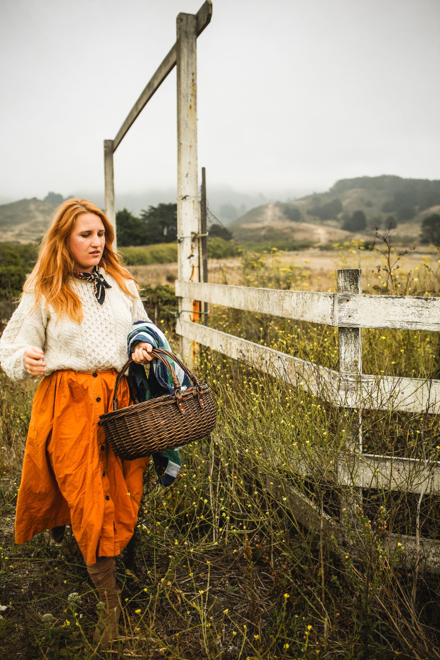 Woman holding a picnic basket