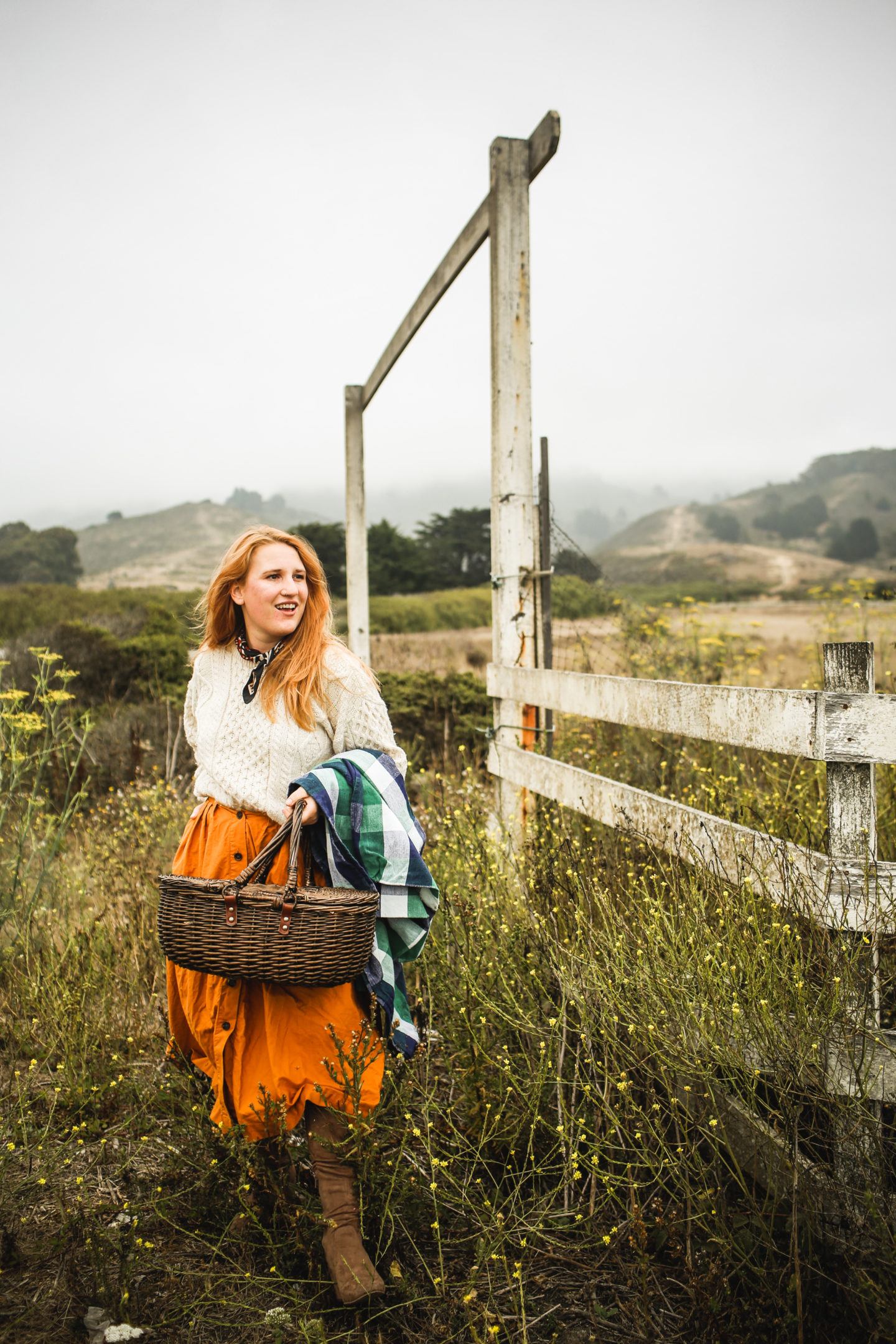 Woman holding a picnic basket