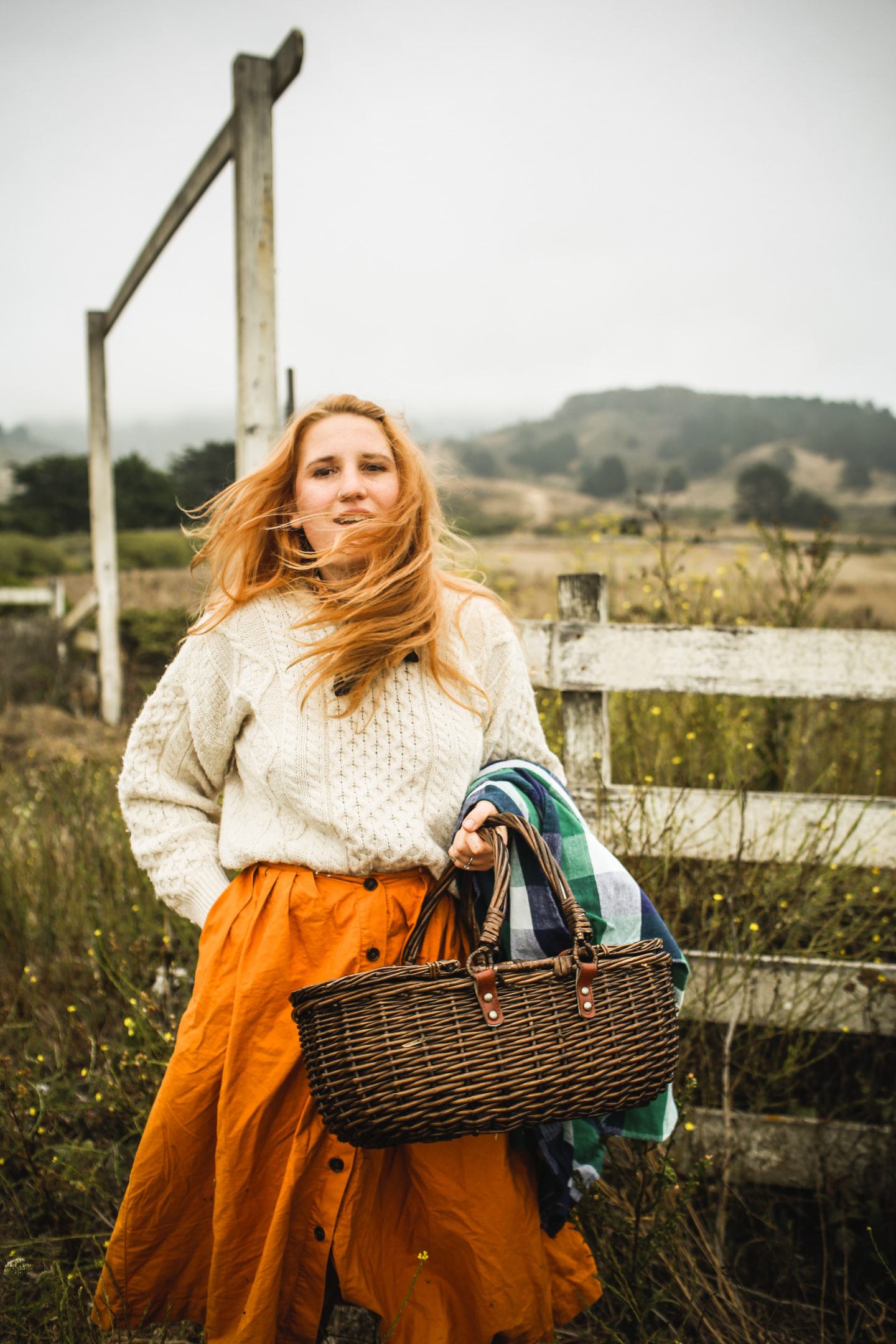 Woman holding a picnic basket