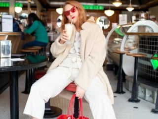 woman drinking milkshake