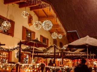 outside Icicle River Brewing in the winter