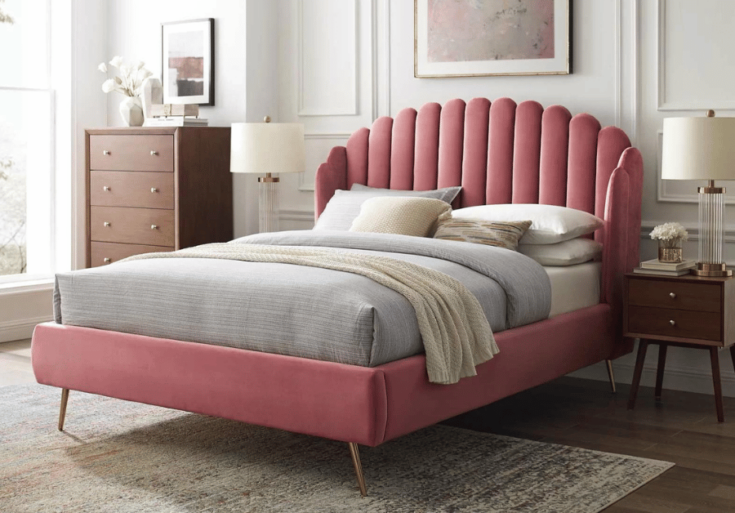 Image for Pink Velvet Queen Tufted Upholstered Bed
